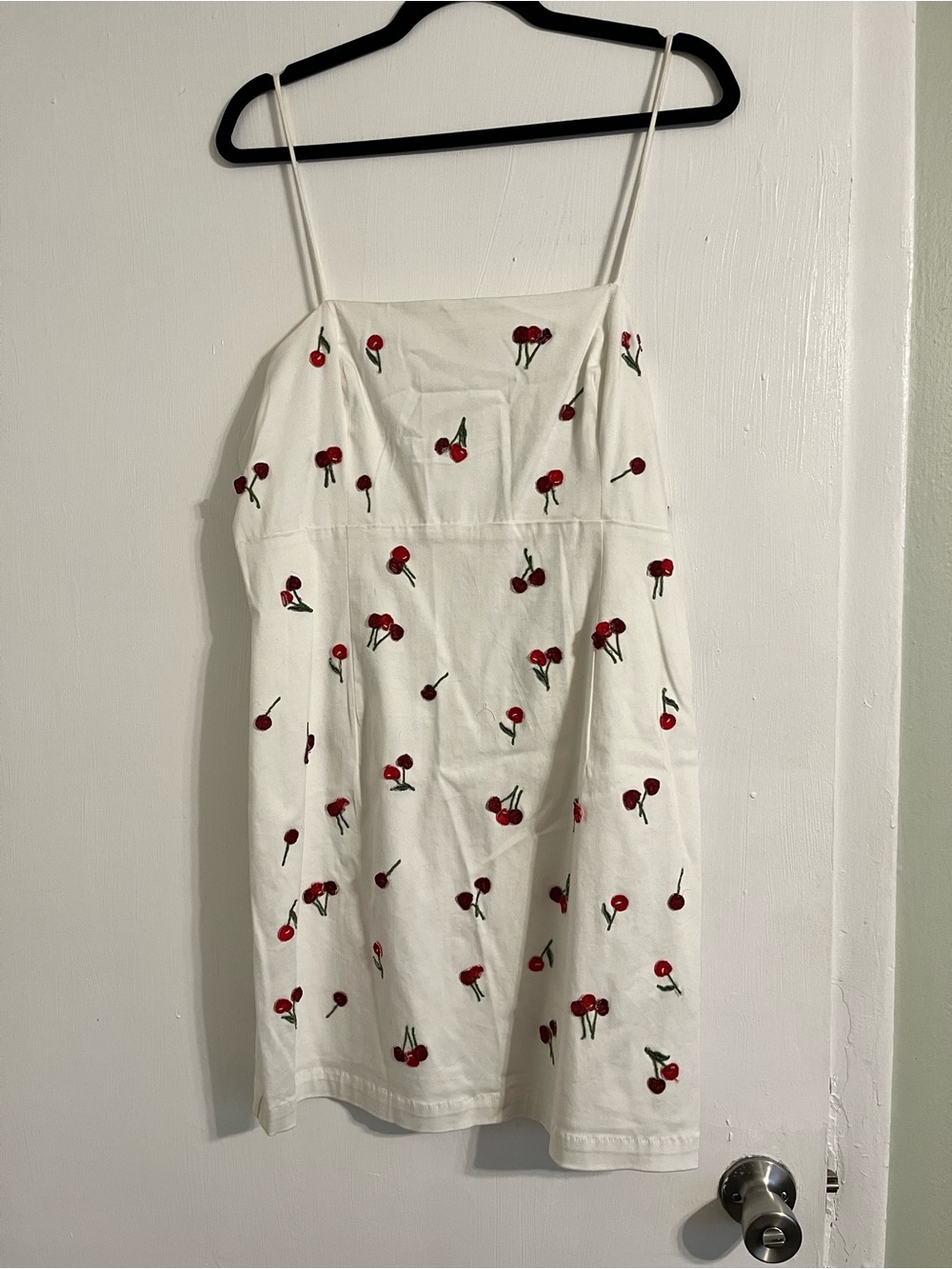 Maeve White Cherry-Print Spaghetti-Strap Mini Dress - Picture 3 of 5